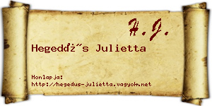 Hegedűs Julietta névjegykártya