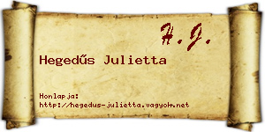 Hegedűs Julietta névjegykártya